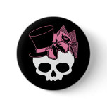 Girly Skull with Hat and Pink Bow buttons
