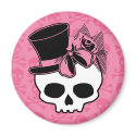 Girly Skull with Hat and Pink Bow magnets