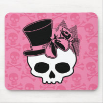 Girly Skull with Hat and Pink Bow mousepads by evilinpink Girly Skull with Hat and Pink Bow mousepads