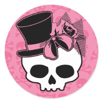 Girly Skull with Hat and Pink Bow stickers by evilinpink Girly Skull with Hat and Pink Bow stickers