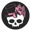 Girly Skull with Hat and Pink Bow stickers by evilinpink Girly Skull with Hat and Pink Bow stickers