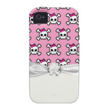 girly skulls and crossbones punk pattern vibe iPhone 4 cover