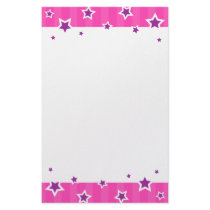 Girly stationery with purple stars and pink border