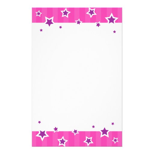 Girly stationery with purple stars and pink border Zazzle