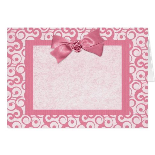 Girly Swirly Pink Border Card | Zazzle