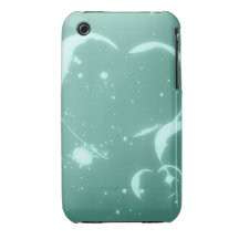 Girly Teal Abstract Hearts Pattern Splatter Case-Mate iPhone 3 Cases