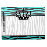 Girly trendy aqua blue and black zebra dry erase boards