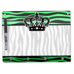 Girly trendy emerald green and black zebra dry erase boards