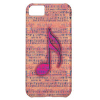 Girly Trendy Musical Note on Sheet Music Cover For iPhone 5C