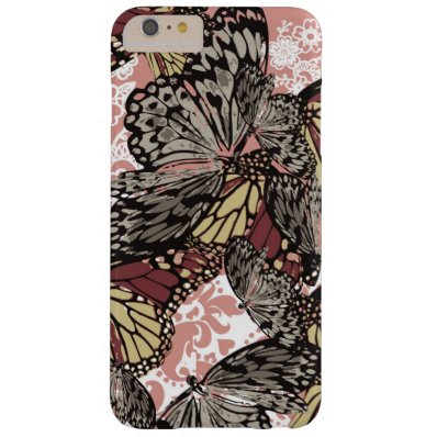 Girly Vintage Butterflies Floral Pattern Barely There iPhone 6 Plus Case