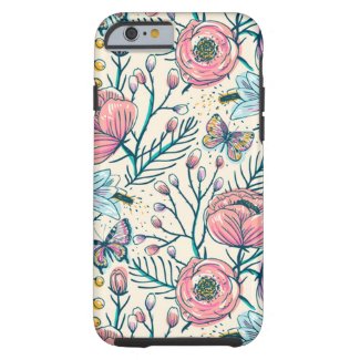 Girly Vintage Rose Garden Flower Pattern Tough iPhone 6 Case