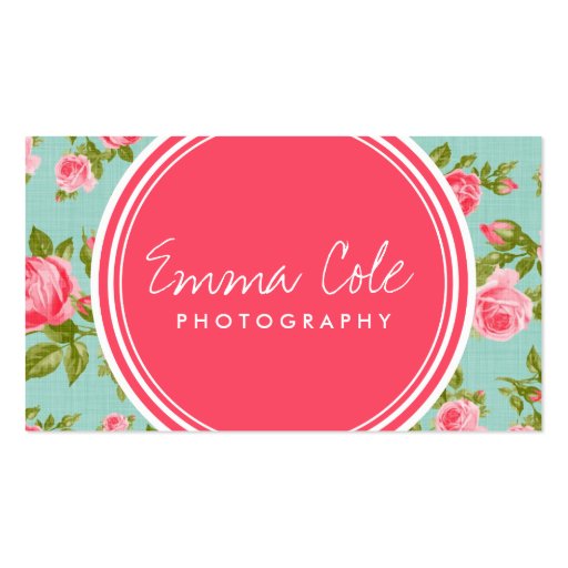 Girly Vintage Roses Floral Print Business Cards (front side)