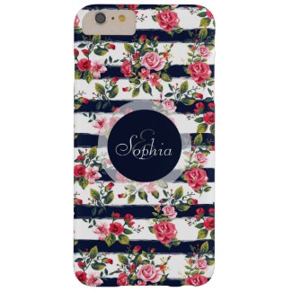 Girly vintage roses floral watercolor stripes