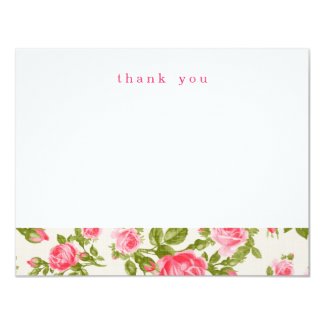 Girly Vintage Roses Simple Thank You Note Cards Invitations