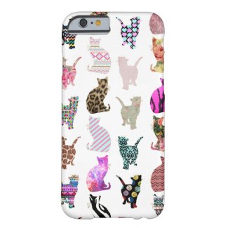 Girly Whimsical Cats aztec floral stripes pattern