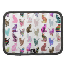 Girly Whimsical Cats aztec floral stripes pattern Planner