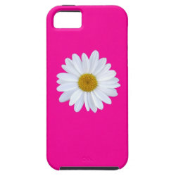 Girly White Gerber Daisy on Hot Pink iPhone 5 Case