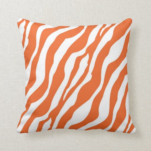 Girly Wild Orange Zebra Print Throw Pillow Zazzle