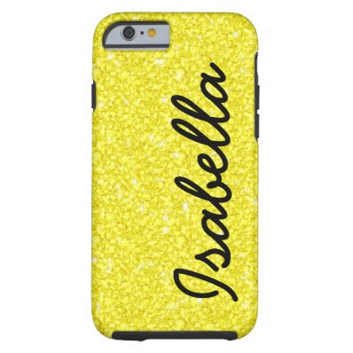 GIRLY YELLOW GLITTER PRINTED PERSONALIZED TOUGH iPhone 6 CASE