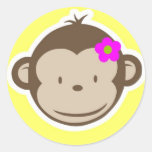 Girly Yellow Monkey Stickers