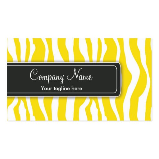 Girly Yellow Zebra Print Business Card