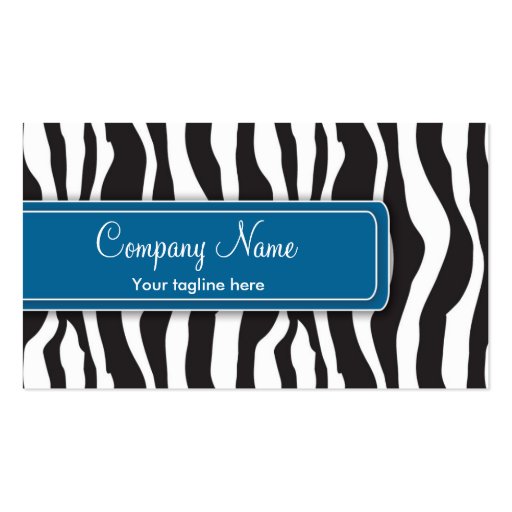Girly Zebra Print Business Card in Blue