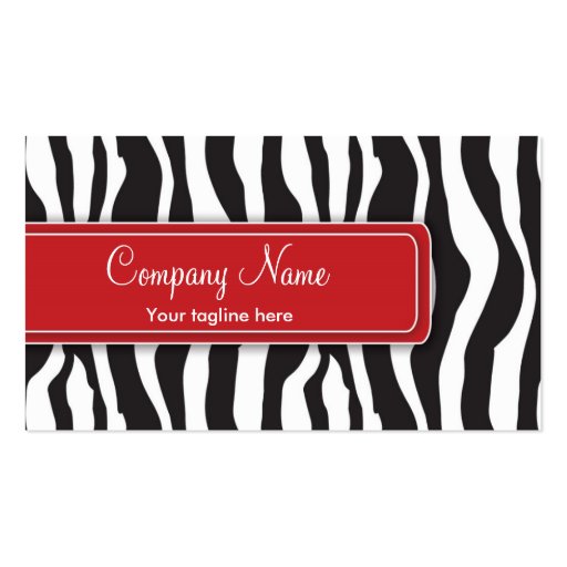Girly Zebra Print Business Card in Red