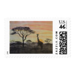 Girrafe in African Sunset Postage Stamps