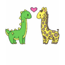 Girraffe and Dino love t-shirts