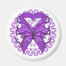 GIST Cancer Butterfly Circle of Ribbons Refrigerator Magnets