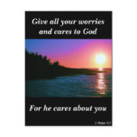 Give all your worries and cares to God postcards