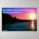 Give all your worries and cares to God posters