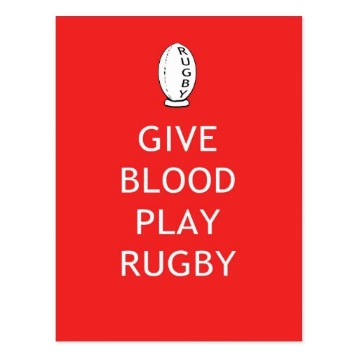 Give Blood Play Rugby Postcard