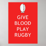 Give Blood Play Rugby Posters