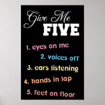 Give me Five Poster for Teachers posters