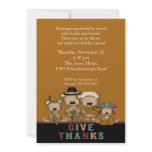 Give Thanks Cute Bears Thanksgiving Invitation
