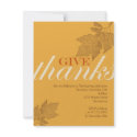 Give thanks fall brown leaves Thanksgiving dinner invitation