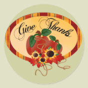 Give Thanks Thanksgiving Day Round Sticker