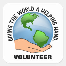 Give the world a helping hand and volunteer square stickers