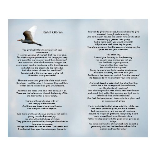 Giving by Kahlil Gibran print