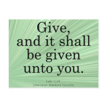 Giving Luke 6-38 postcards