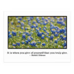 Giving of yourself is true giving post card