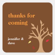 Giving thanks falling leaves tree Thanksgiving tag stickers