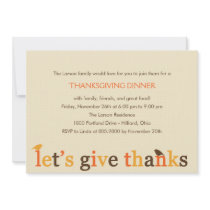 Giving Thanks Thanksgiving Dinner Invitation