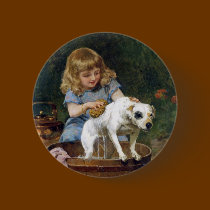 Giving the Dog a Bath - Vintage Dog Art buttons