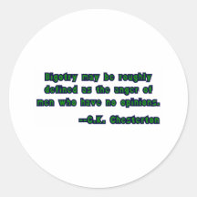 GK Chesterton & Bigotry Round Stickers