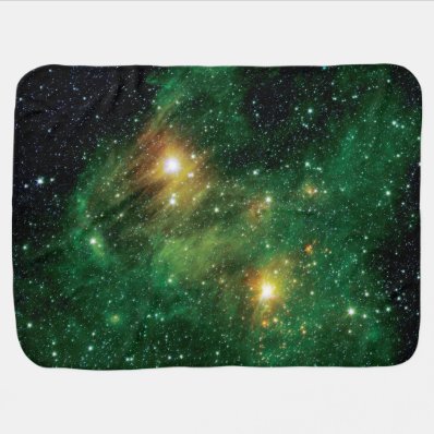 GL490 Green Gas Cloud Nebula Stroller Blanket