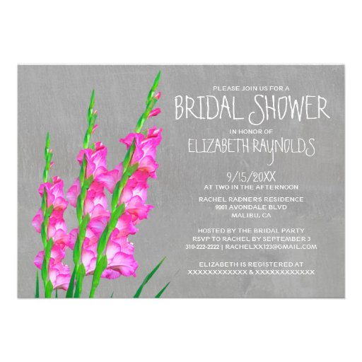 Gladiolus Bridal Shower Invitations