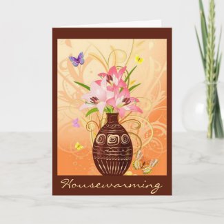 gladiolus vase housewarming greeting card card