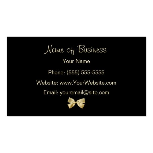 Glam Black And Gold Leopard Print Gold Ribbon Business Card (back side)